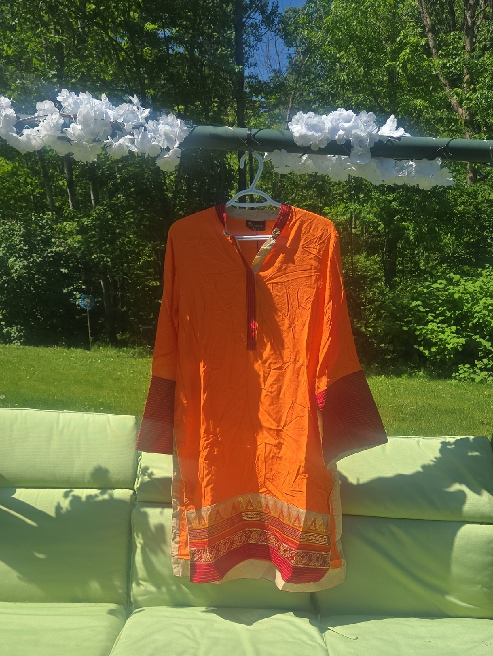 Avenue Orange Kaftan Tunic with Red Accents